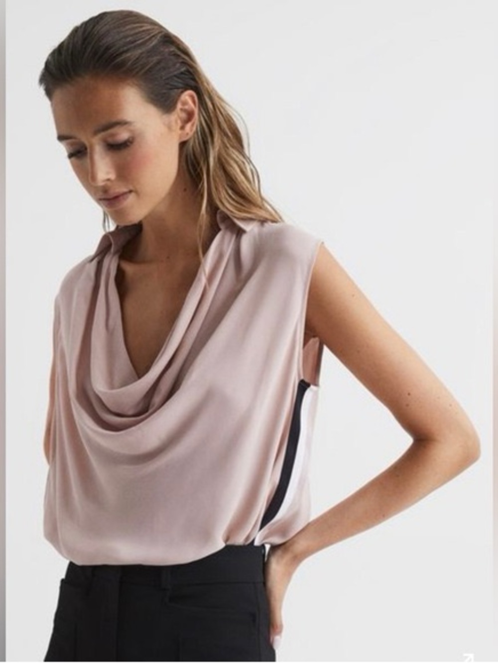 Reiss cowl sleeveless tan top new with tags